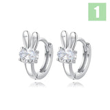 TrustDavis Girls 925 Silver Rabbit CZ Hoop Earrings Wedding Fine Jewelry