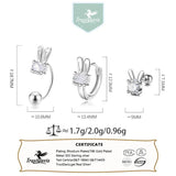 TrustDavis Girls 925 Silver Rabbit CZ Hoop Earrings Wedding Fine Jewelry