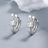 TrustDavis Girls 925 Silver Rabbit CZ Hoop Earrings Wedding Fine Jewelry