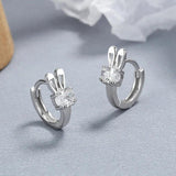 TrustDavis Girls 925 Silver Rabbit CZ Hoop Earrings Wedding Fine Jewelry