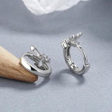 TrustDavis Girls 925 Silver Rabbit CZ Hoop Earrings Wedding Fine Jewelry