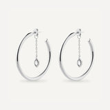 925 Silver 25MM Hoop Marqulse Loops Drop Chain CZ Earring