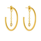 925 Silver 25MM Hoop Marqulse Loops Drop Chain CZ Earring