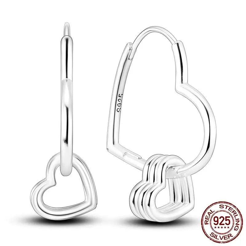 925 Silver Hoop Earrings Heart Moon Star Zircon Fine Earring Jewelry