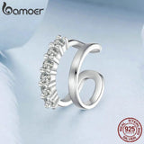 925 Silver CZ Round Huggie Ear Cuff Clip Earrings