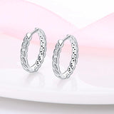 925 Silver CZ Hoop Earrings Heart Geometric Design