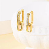 925 Silver CZ Hoop Earrings Heart Geometric Design