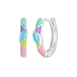 Rainbow Heart Hoop Earrings, 925 Silver Dainty Candy Jewelry