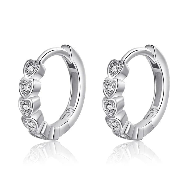 TrustDavis 925 Silver Sweet Heart CZ Hoop Earrings Wedding Party