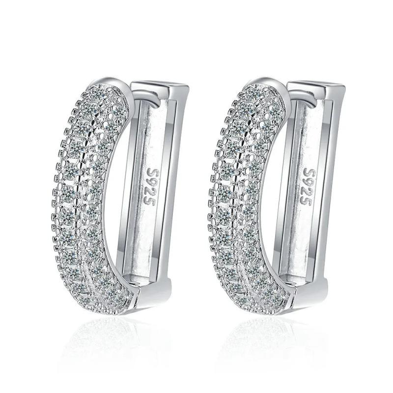 Sterling Silver Moissanite Letter D Hoop Earring For Women