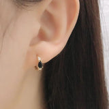 925 Silver Crystal Zircon Circle Earrings in White/Black/Turquoise