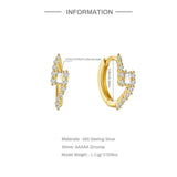 925 Silver CZ Lightning Hoop Earrings 18K Geometric Earrings Jewelry