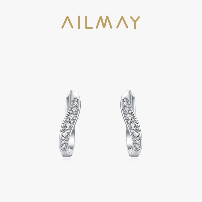 925 Sterling Silver Clear CZ Hoop Earrings For Women Wedding