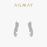 925 Sterling Silver Clear CZ Hoop Earrings For Women Wedding
