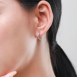 925 Sterling Silver Clear CZ Hoop Earrings For Women Wedding