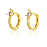 925 Silver Flower Hoop Earrings - 5 Colors, Zircon for Women