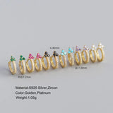 925 Silver Flower Hoop Earrings - 5 Colors, Zircon for Women