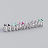 925 Silver Flower Hoop Earrings - 5 Colors, Zircon for Women
