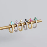 925 Silver Flower Hoop Earrings - 5 Colors, Zircon for Women