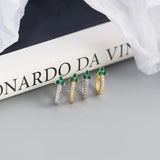925 Silver Flower Hoop Earrings - 5 Colors, Zircon for Women