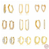 925 Silver Cubic Zirconia Hoop Earrings For Women Girls