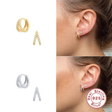 925 Silver Cubic Zirconia Hoop Earrings For Women Girls