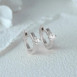 925 Silver Zircon Hoop Piercing Earring Daily Minimalist Jewelry