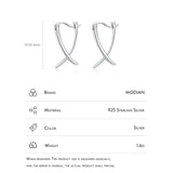 925 Silver Cross Line Hoop Earrings Fine Jewelry
