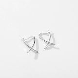 925 Silver Cross Line Hoop Earrings Fine Jewelry