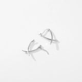 925 Silver Cross Line Hoop Earrings Fine Jewelry
