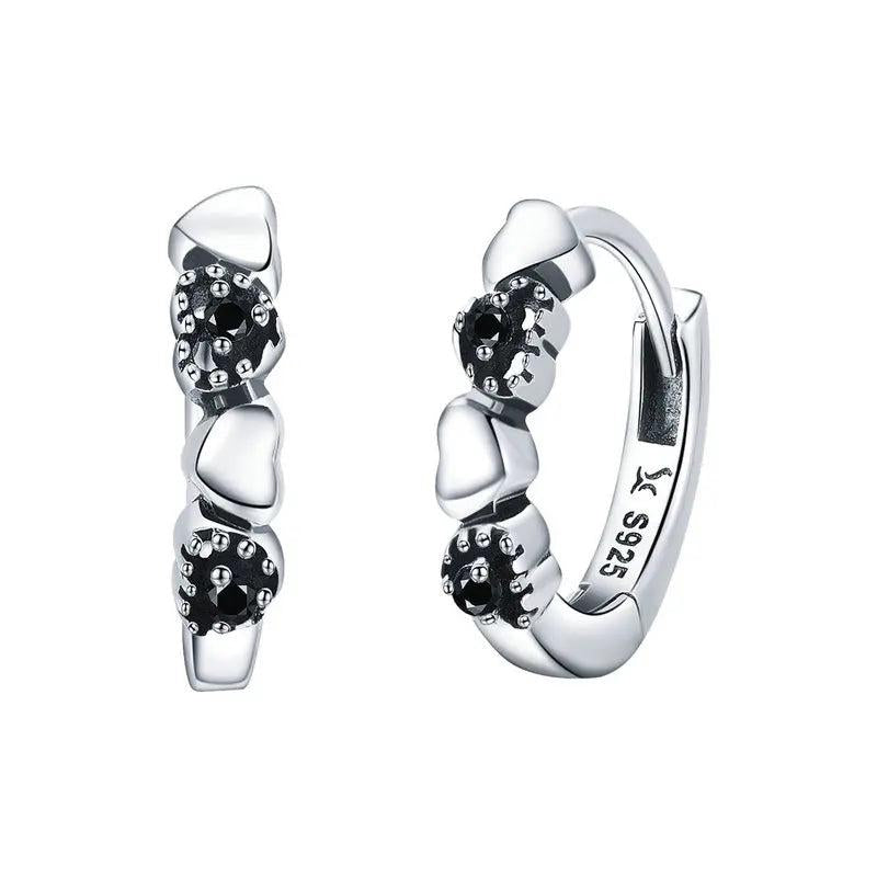 925 Silver Heart to Heart Hoop Earrings for Women Gift SCE445