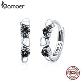925 Silver Heart to Heart Hoop Earrings for Women Gift SCE445