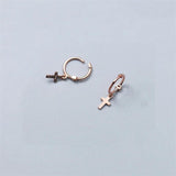 925 Silver Cross Hoop Earrings Geometric Rose Gift