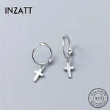 925 Silver Cross Hoop Earrings Geometric Rose Gift