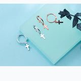 925 Silver Cross Hoop Earrings Geometric Rose Gift