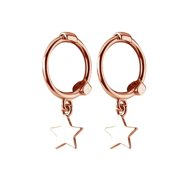 925 Silver Star Heart Pentagram Cross Hoop Earrings for Women