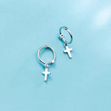 925 Silver Star Heart Pentagram Cross Hoop Earrings for Women