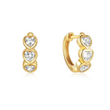 925 Silver Heart Zircon Hoop Earrings 18k Fine Jewelry