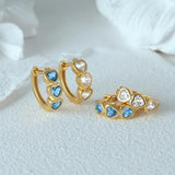 925 Silver Heart Zircon Hoop Earrings 18k Fine Jewelry