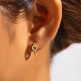925 Silver Geometric Heart Earrings 18K Jewelry Gift