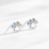 925 Silver Rainbow Zircon Pet Paw Earrings