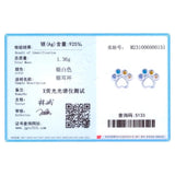925 Silver Rainbow Zircon Pet Paw Earrings
