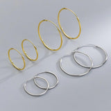 925 Sterling Silver Circle Hoop Earrings for Women Multi-Size 10-60mm