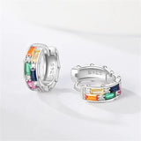 925 Silver Colorful Hoop Earrings with Zircon for Women