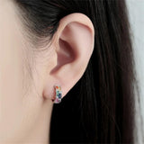 925 Silver Colorful Hoop Earrings with Zircon for Women