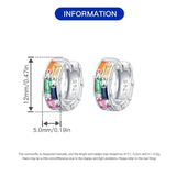 925 Silver Colorful Hoop Earrings with Zircon for Women