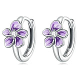 925 Silver Flower Star Hoop Earrings Women Wedding Fine Jewelry