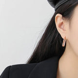 925 Silver Rectangle Large Hoop Earrings Fine Jewelry