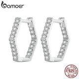 925 Silver Zircon Hoop Earrings for Women BSE917
