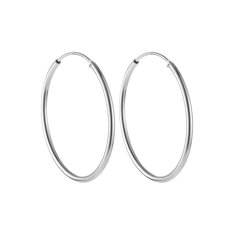 925 Silver Large Hoop Earrings for Women Geometric Jewelry